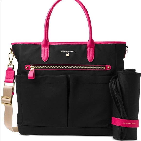 black and pink diaper bag